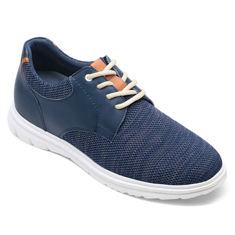 7CM / 2.76 Inches CMR CHAMARIPA Men's Elevator Shoes Navy Knit Casual Shoes