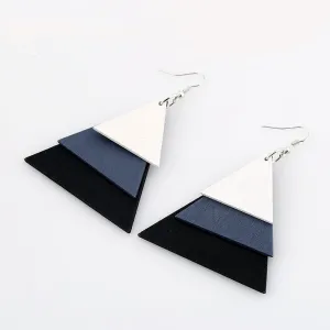 AJS Geometric Black Triangle Shaped Earrings