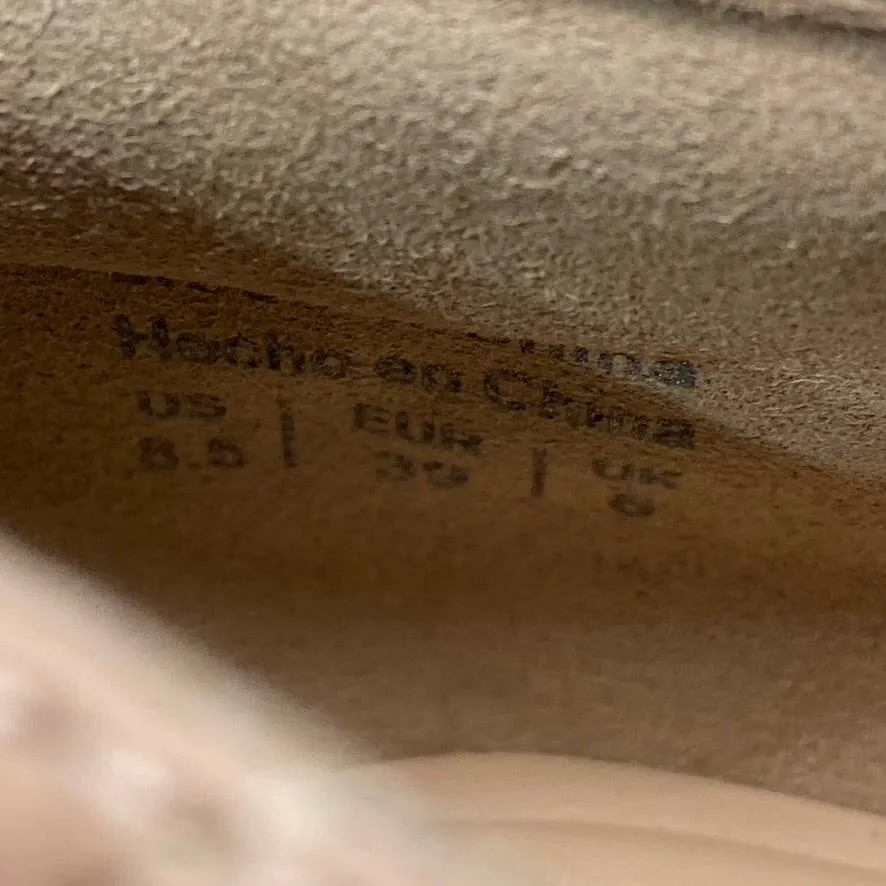 ALDO Women's Nude Quilten Leather Square-Toe Slip-On Sneakers SZ 8.5