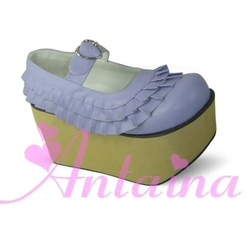 Antaina~Sweet Lolita Platform Shoes Lotus Leaf Edge Multicolor