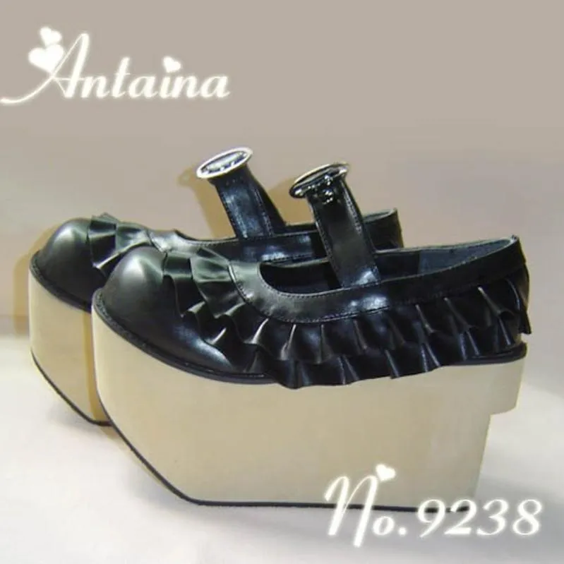 Antaina~Sweet Lolita Platform Shoes Lotus Leaf Edge Multicolor