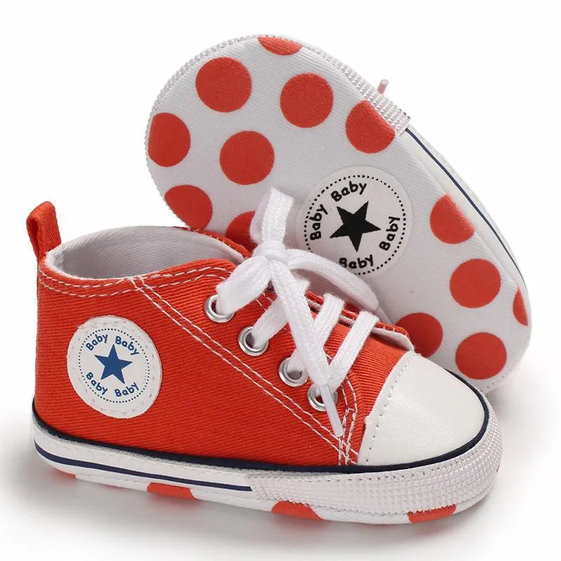 Baby/Toddler 's Orange Dotted Canvas Shoes Children's clothing wholesale