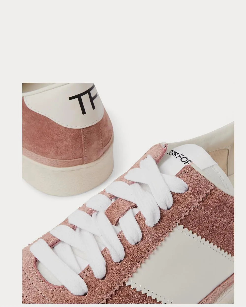 Bannister Leather-Trimmed Suede  Pink low top sneakers