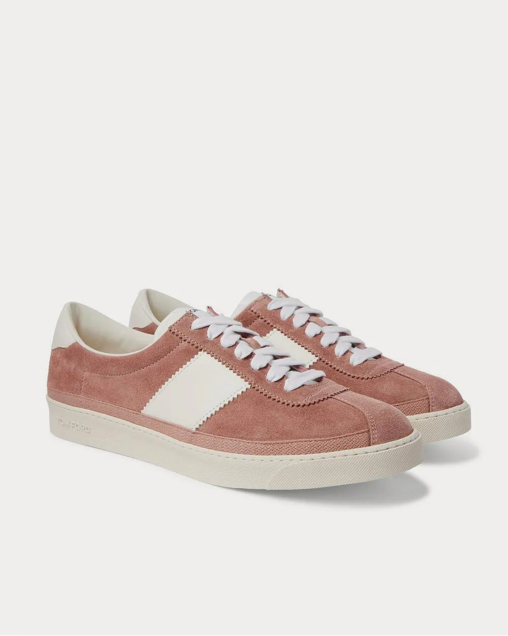 Bannister Leather-Trimmed Suede  Pink low top sneakers