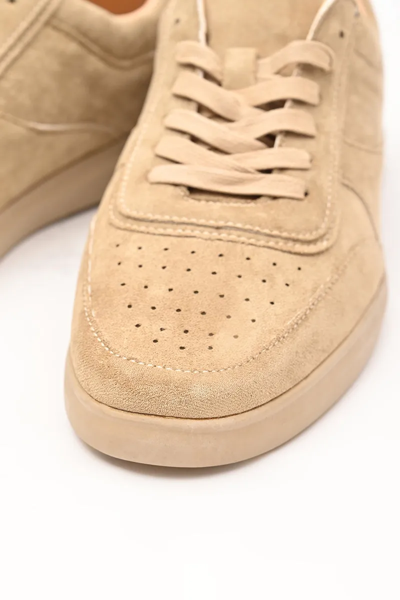 Beige Textured Canvas Shoes