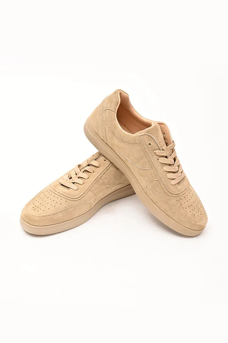 Beige Textured Canvas Shoes