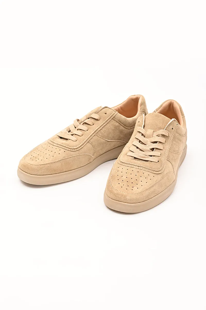 Beige Textured Canvas Shoes