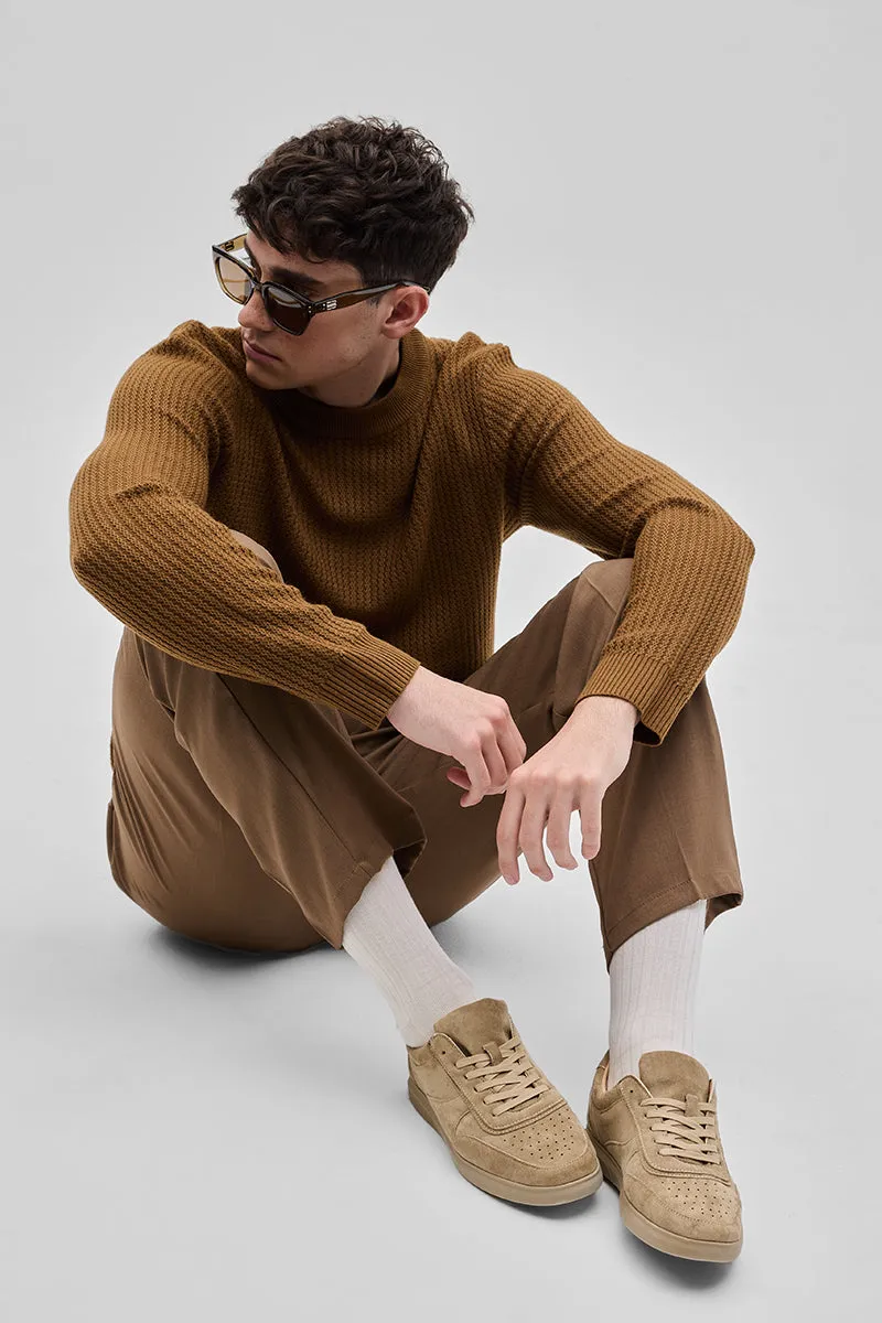 Beige Textured Canvas Shoes