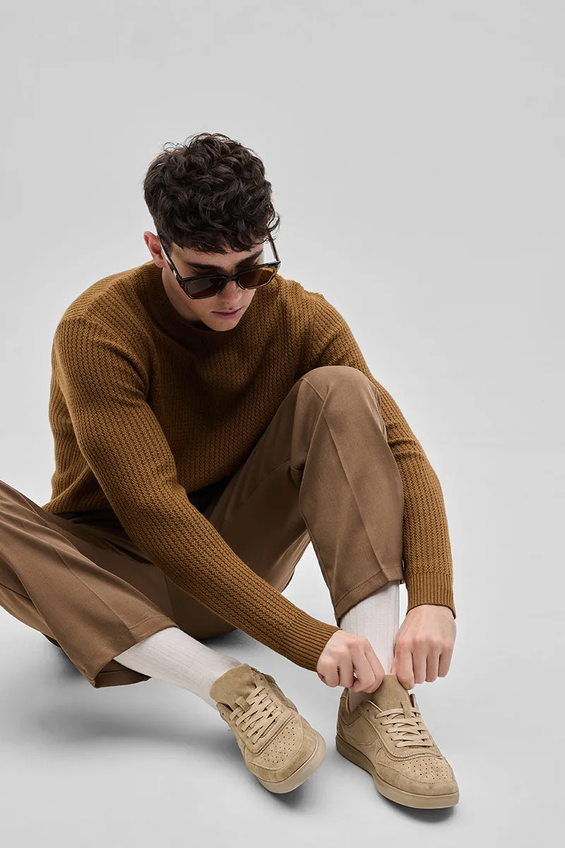 Beige Textured Canvas Shoes