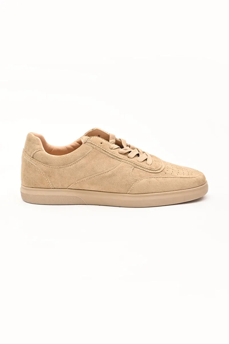 Beige Textured Canvas Shoes