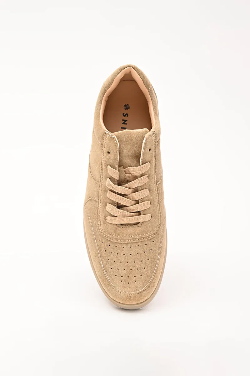 Beige Textured Canvas Shoes
