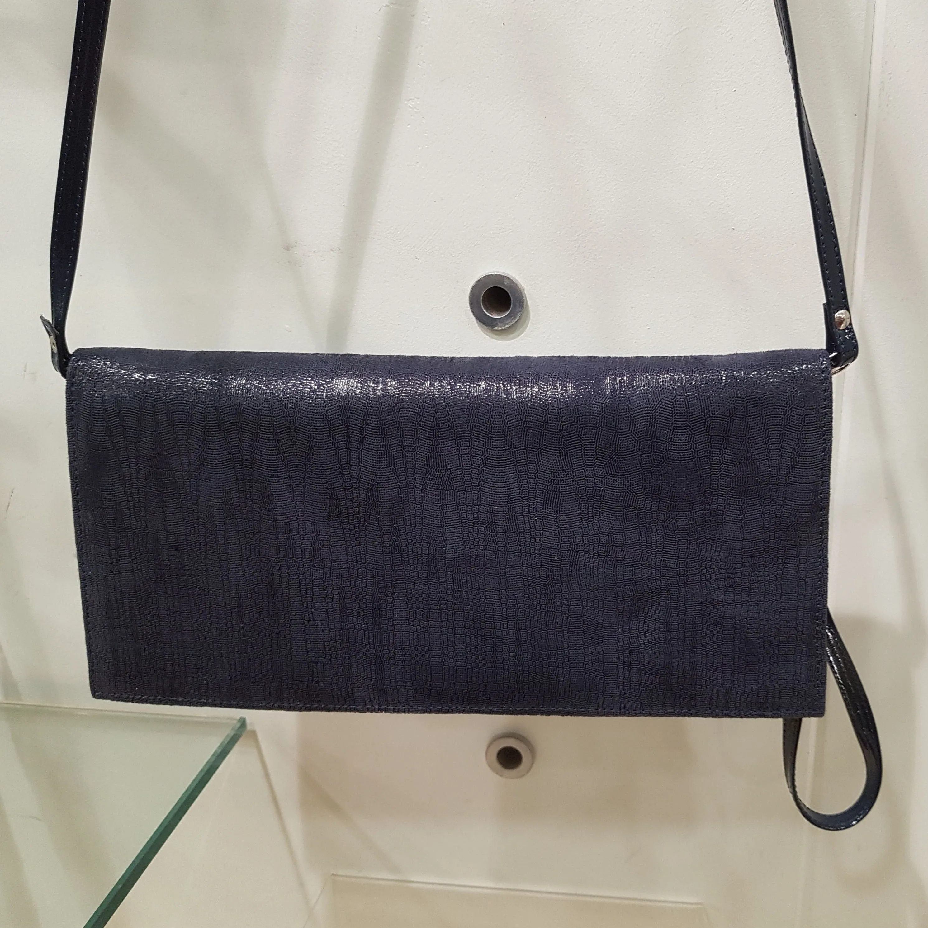 Bioeco NAVY SHIMMER Clutch Shoulder Bag To Match  court Shoe B002-1235
