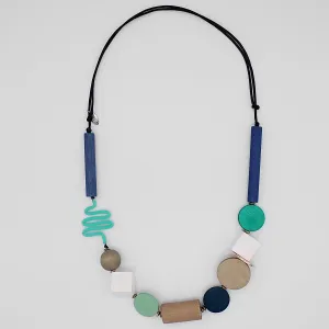 Blue Toned Geometric Jordi Necklace