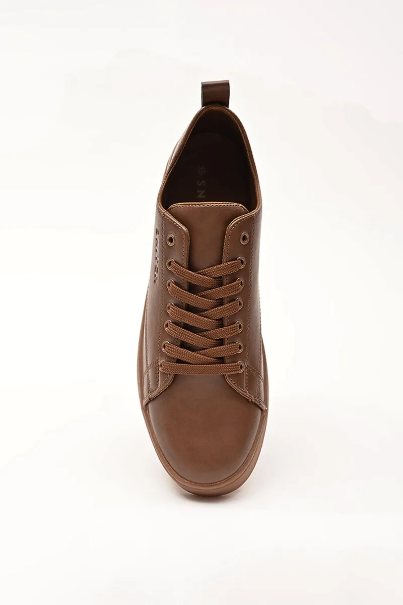 Brown Solid Sneakers