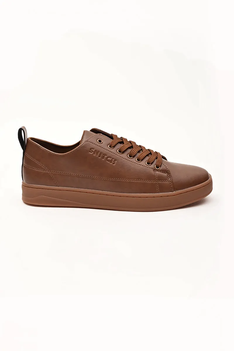 Brown Solid Sneakers