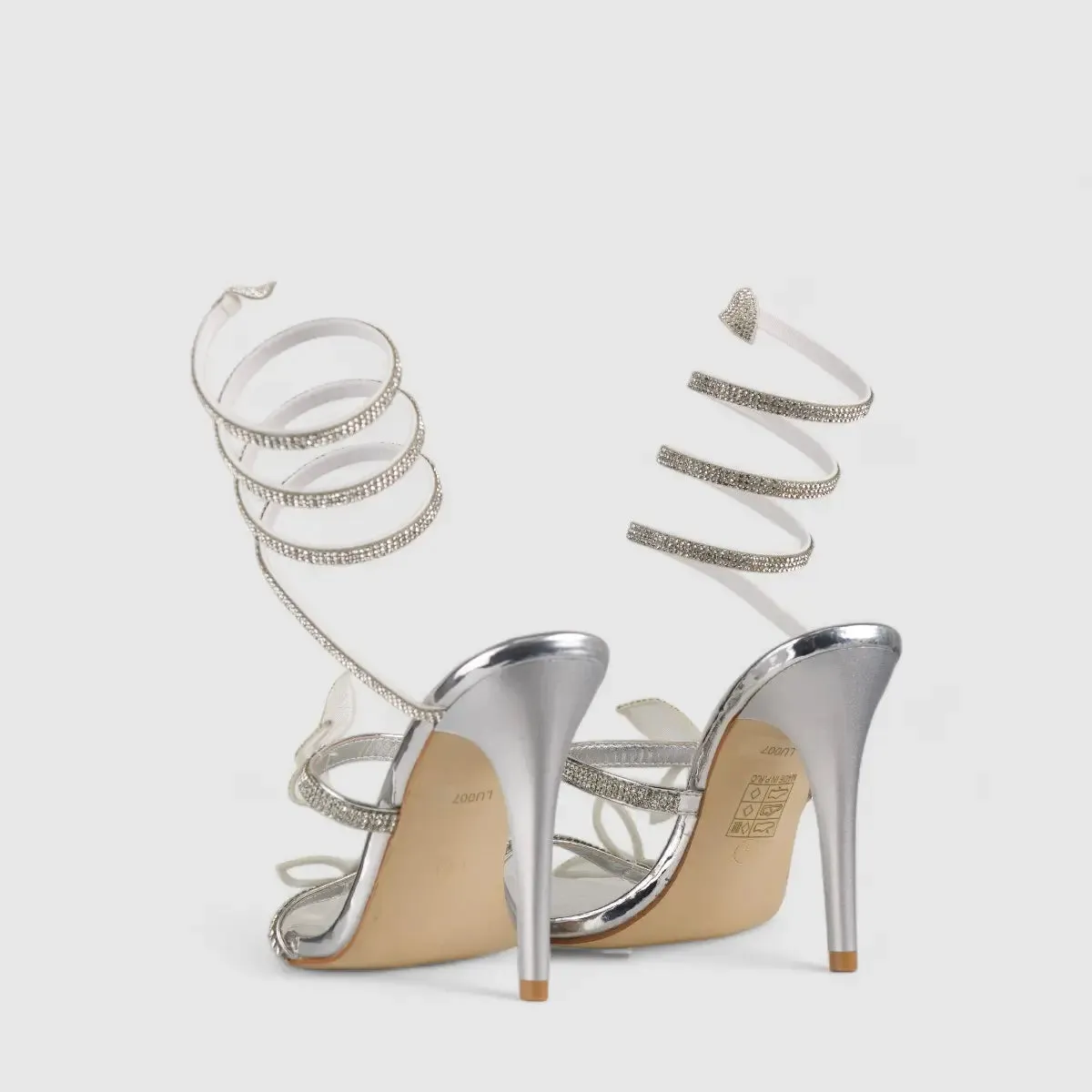Bulbul Stiletto Heel Sandal Silver LU007