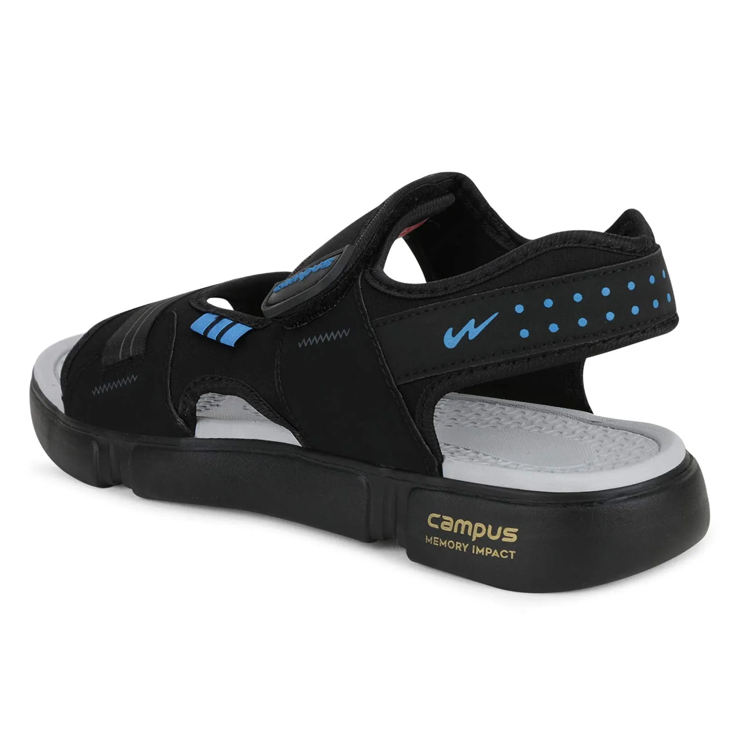 Campus Men's SD-057 BLK/Sky/D.Gry Sports Sandals - 10UK 3K-SD-057A