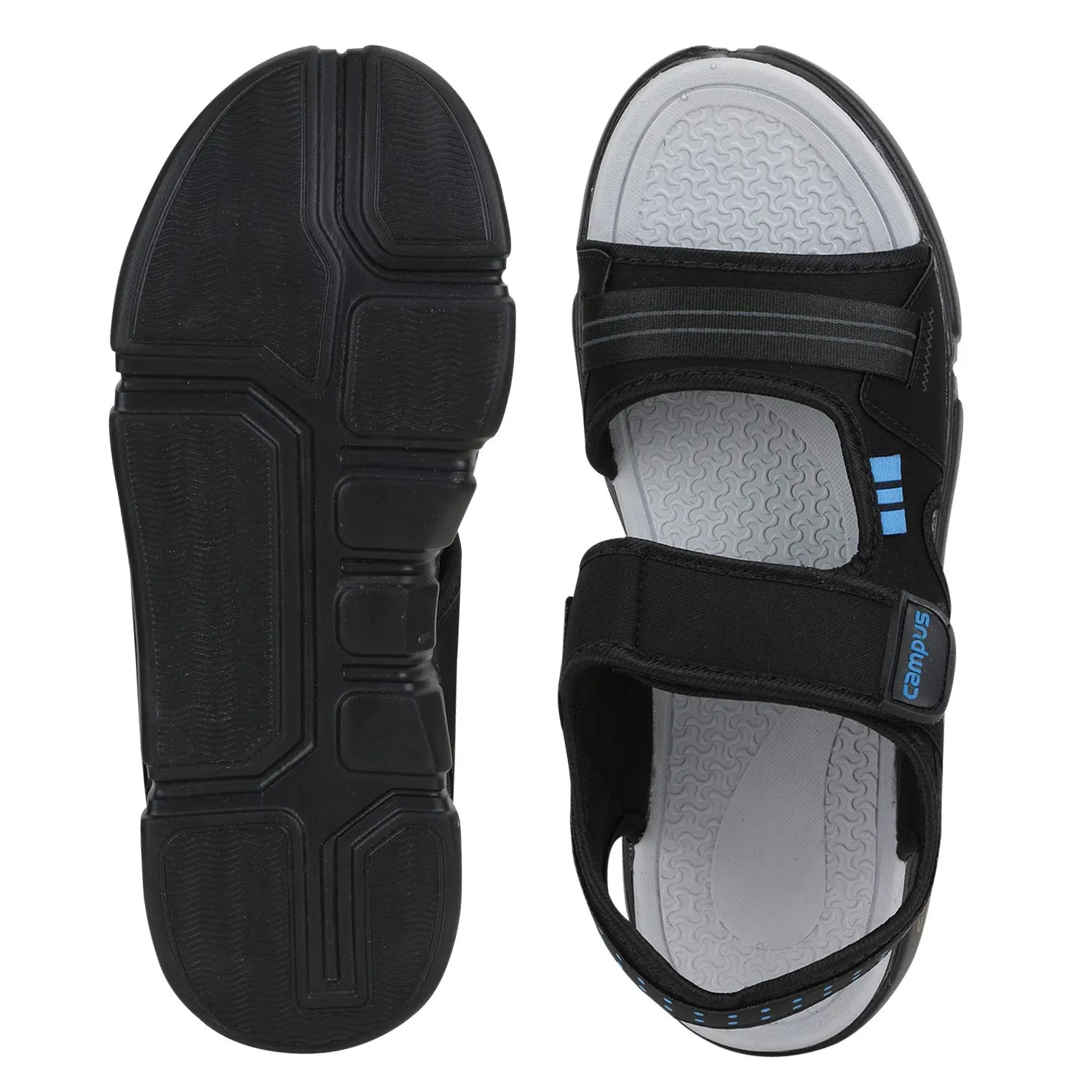 Campus Men's SD-057 BLK/Sky/D.Gry Sports Sandals - 6UK 3K-SD-057A