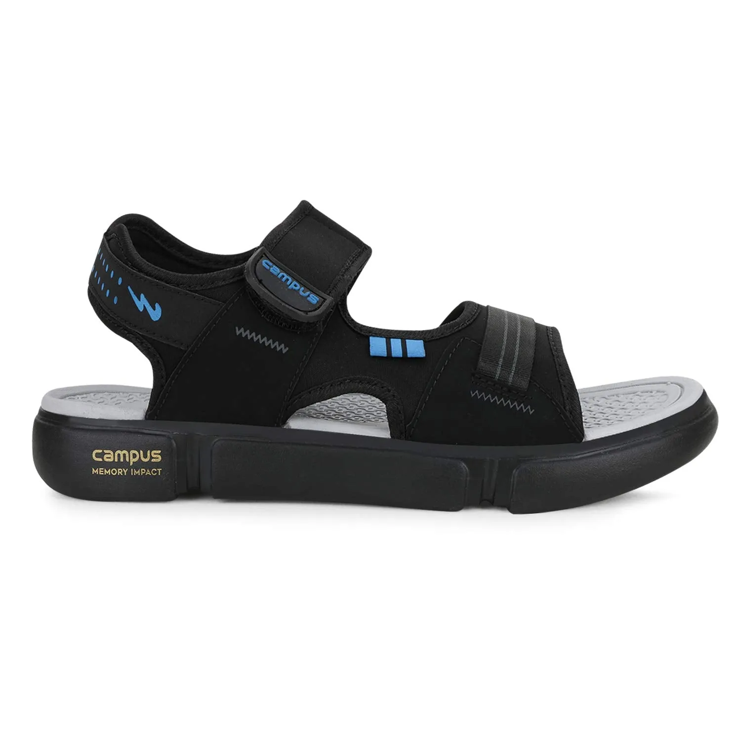Campus Men's SD-057 BLK/Sky/D.Gry Sports Sandals - 6UK 3K-SD-057A