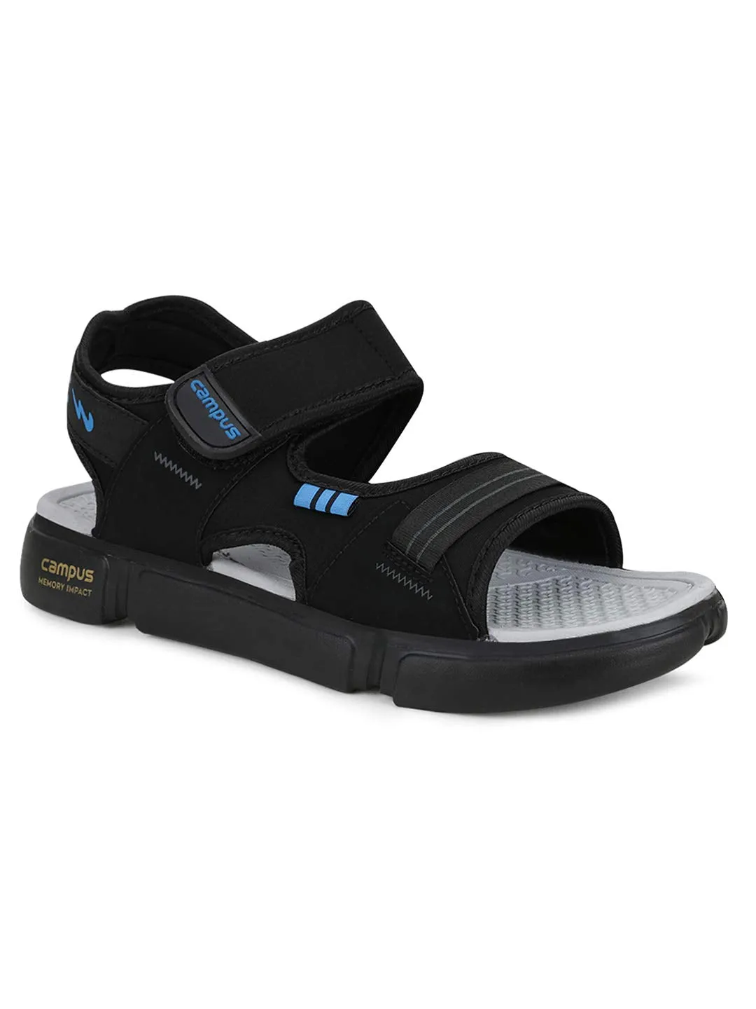 Campus Men's SD-057 BLK/Sky/D.Gry Sports Sandals - 6UK 3K-SD-057A