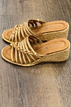 Caprice Raffia Wedge Sandals