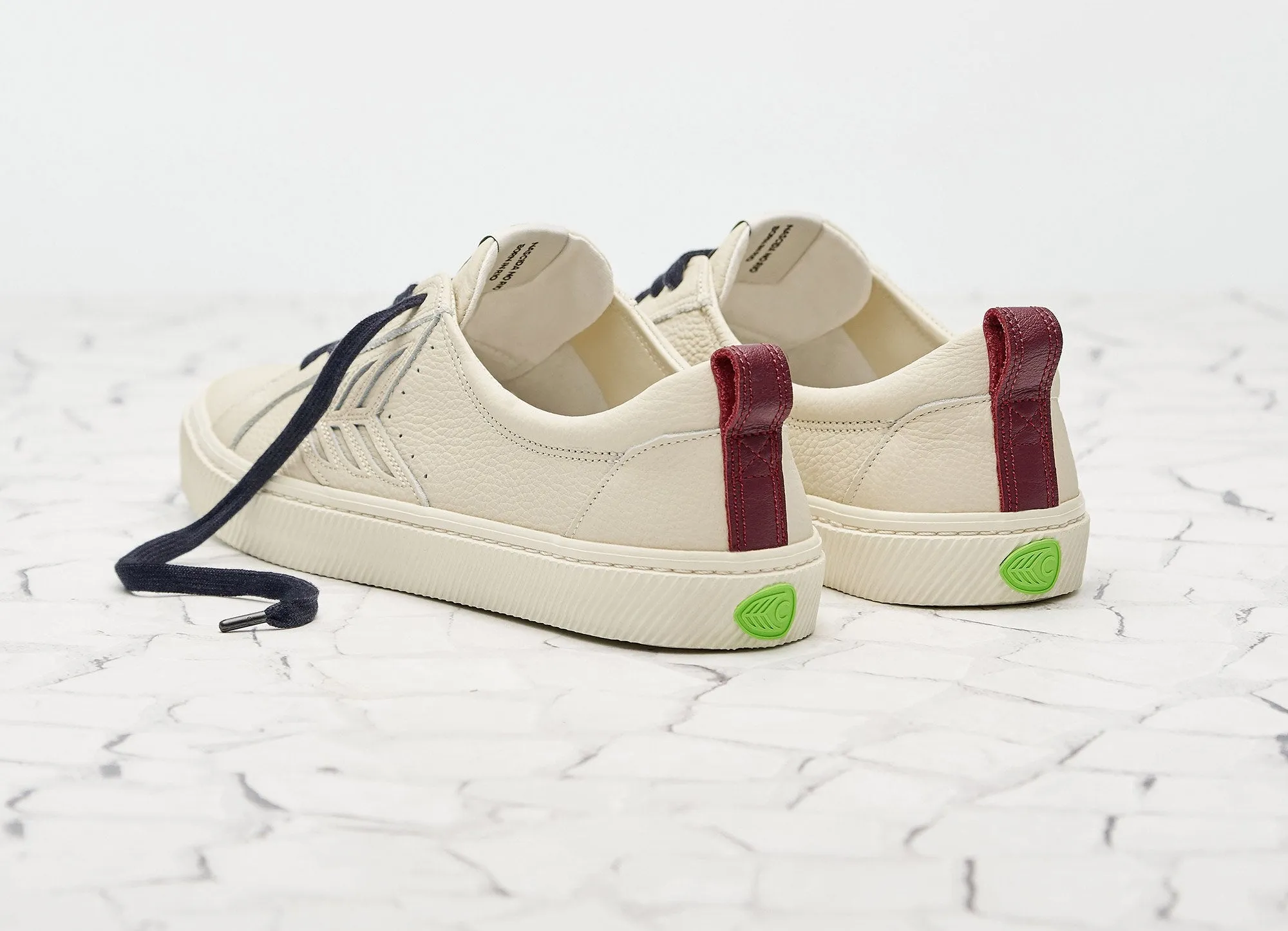 CATIBA Low Beige/Burgundy Premium Leather Sneaker Women