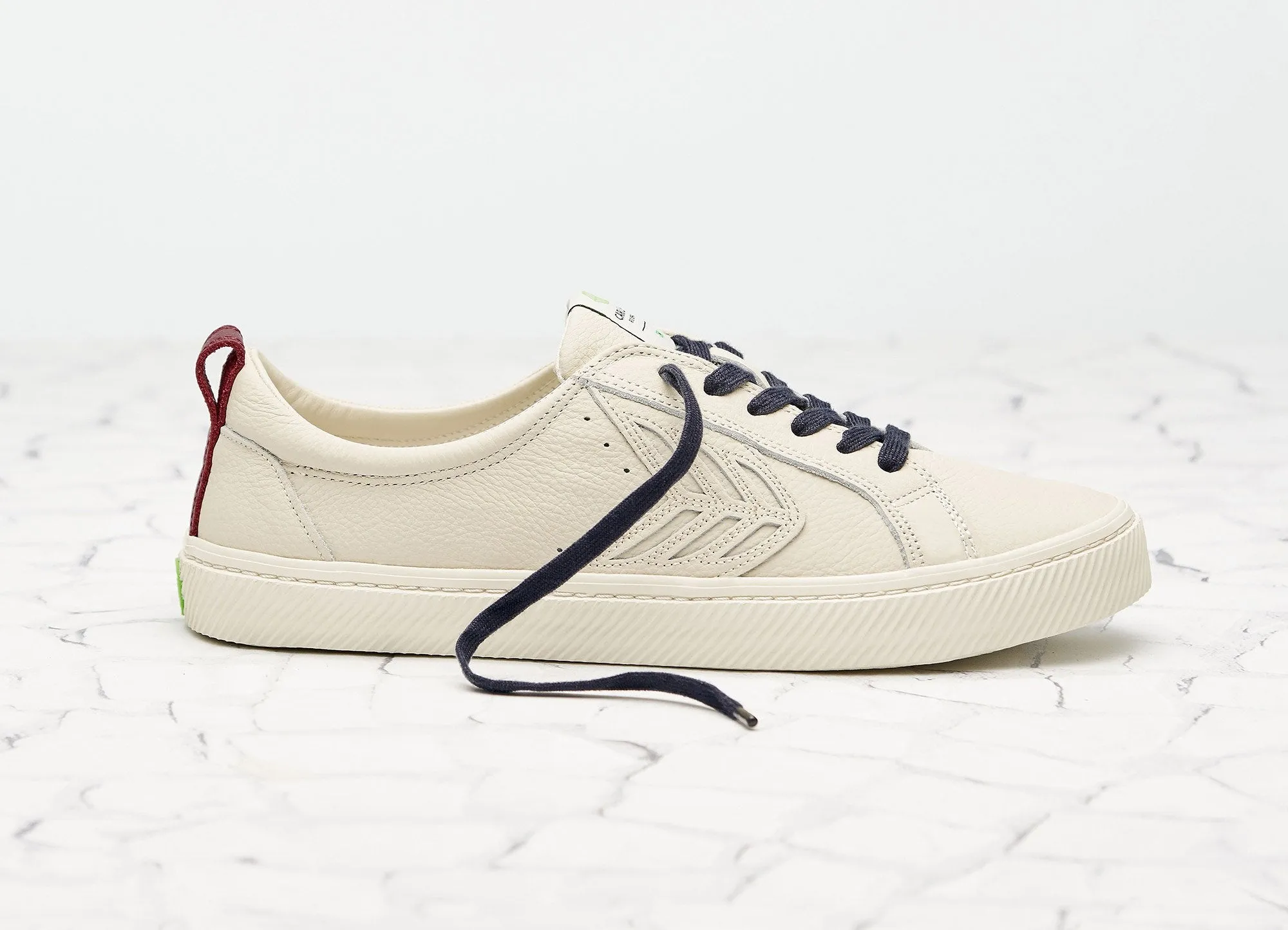 CATIBA Low Beige/Burgundy Premium Leather Sneaker Women