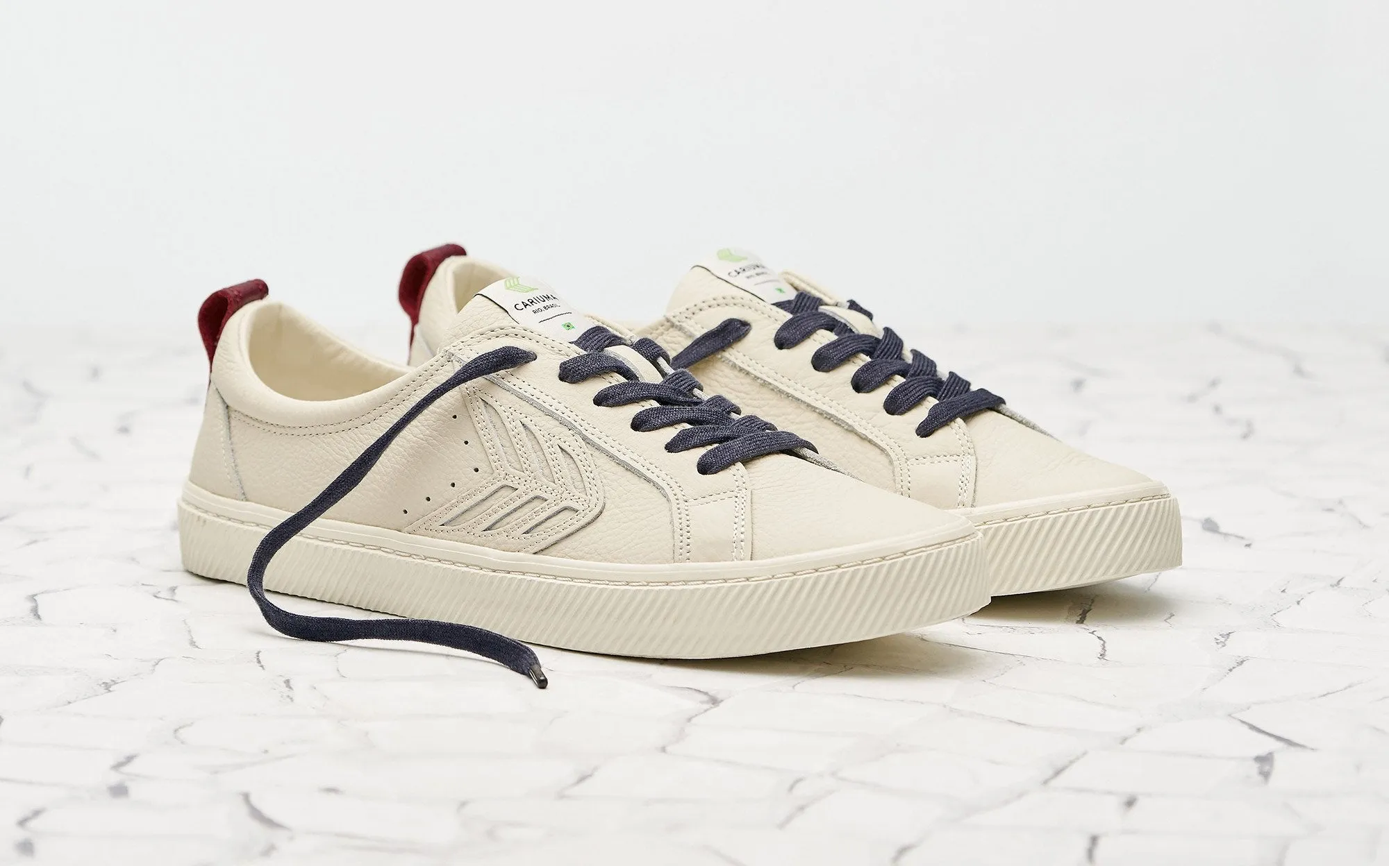 CATIBA Low Beige/Burgundy Premium Leather Sneaker Women