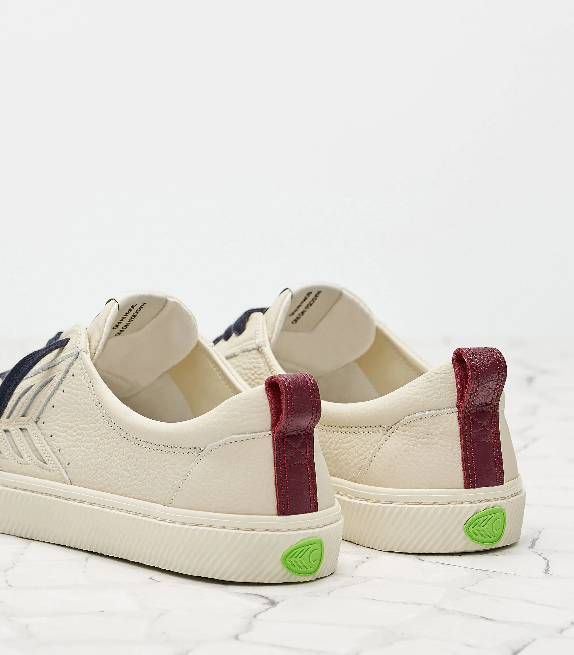 CATIBA Low Beige/Burgundy Premium Leather Sneaker Women