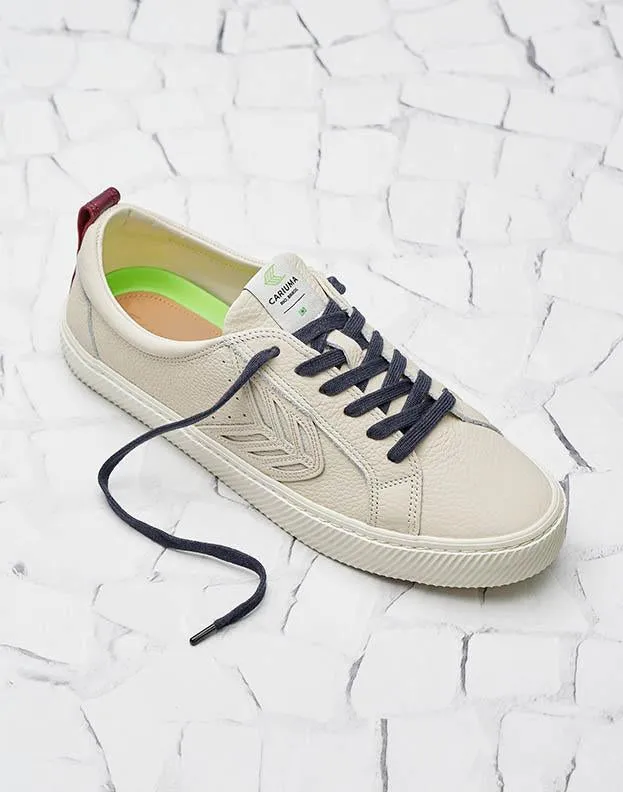 CATIBA Low Beige/Burgundy Premium Leather Sneaker Women