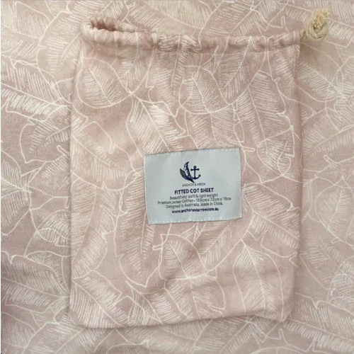 Fitted Jersey Cotton Bassinet Sheet/Change Table Cover - Pink Palm