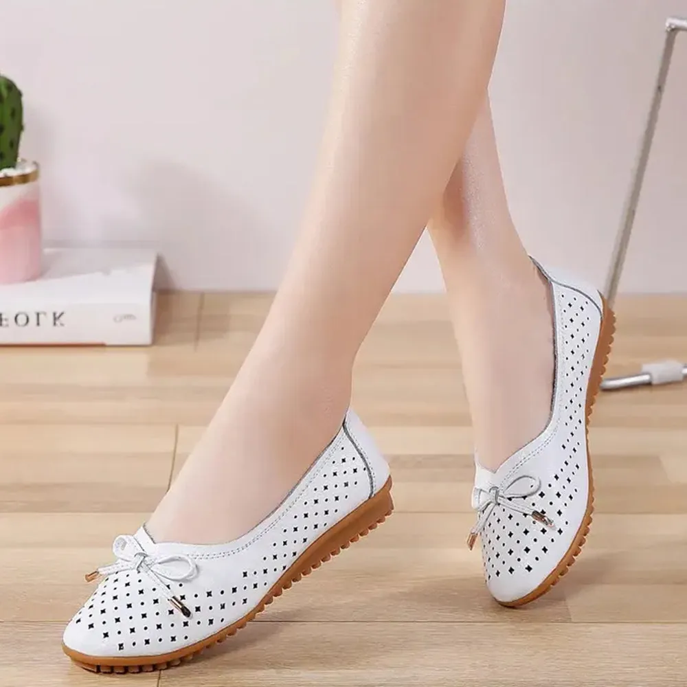 Genuine Hollow Out Casual Slip On