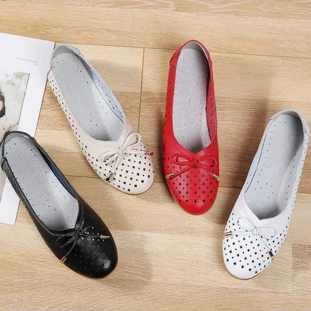 Genuine Hollow Out Casual Slip On