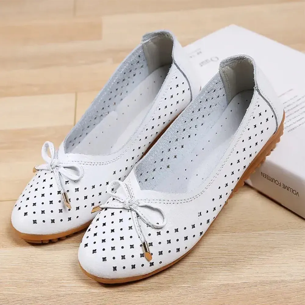 Genuine Hollow Out Casual Slip On