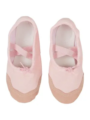 Girls Pink Elastic Strap Rounded Toe Stylish Ballet Shoes 11-1 Kids
