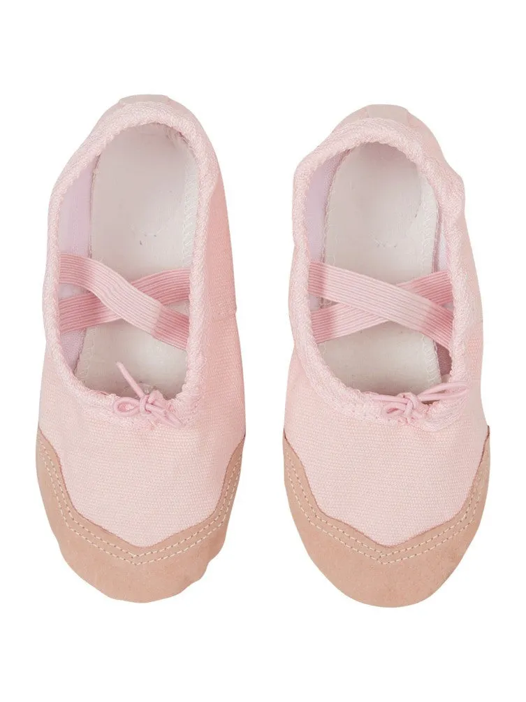 Girls Pink Elastic Strap Rounded Toe Stylish Ballet Shoes 11-1 Kids