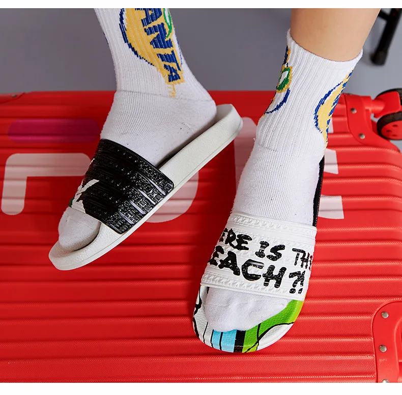 Graffiti Personality Casual Wear Men Slippers Shoes