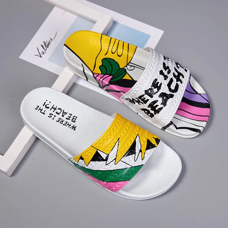 Graffiti Personality Casual Wear Men Slippers Shoes