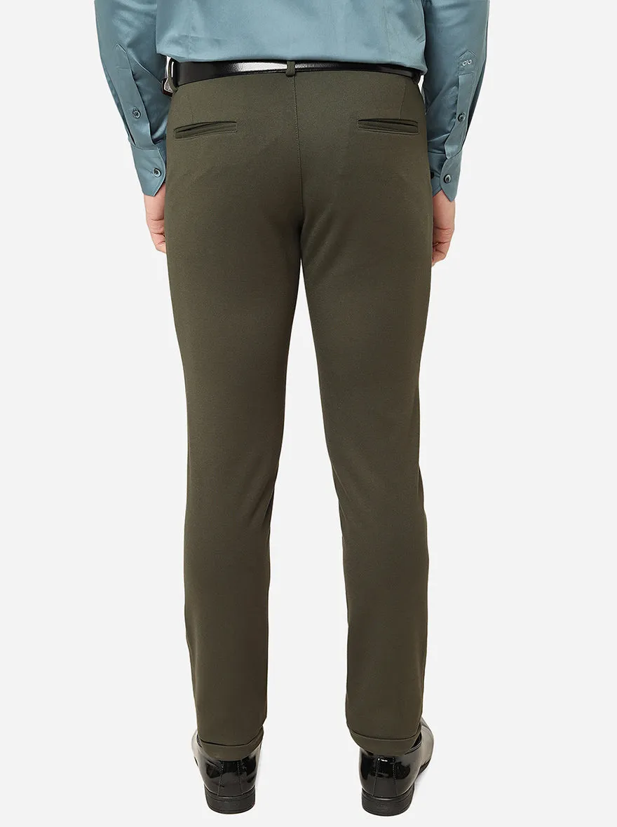 Green Solid Slim Fit Club Wear Trouser | JB Studio