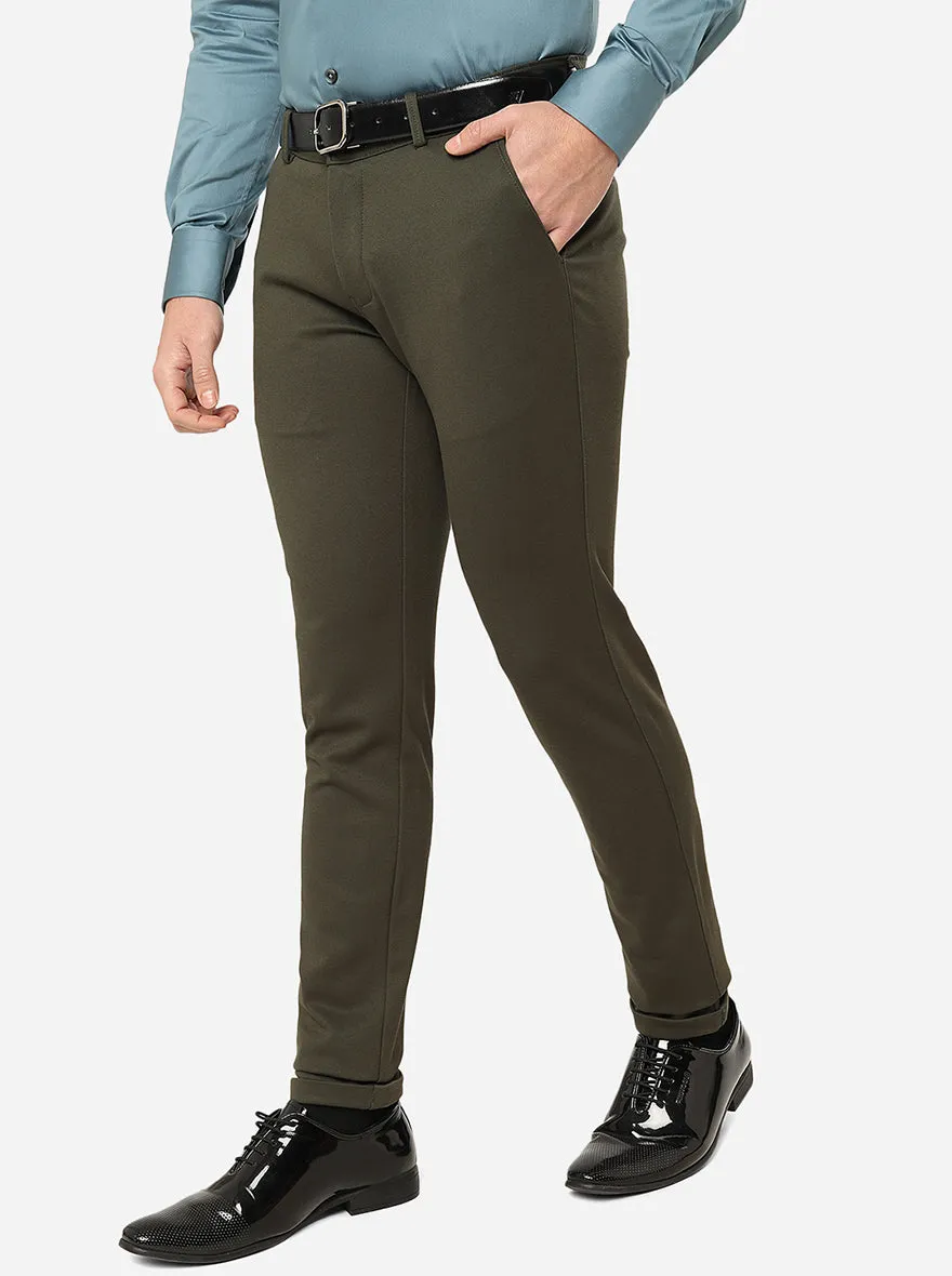 Green Solid Slim Fit Club Wear Trouser | JB Studio