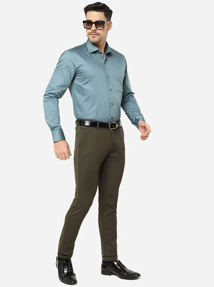 Green Solid Slim Fit Club Wear Trouser | JB Studio