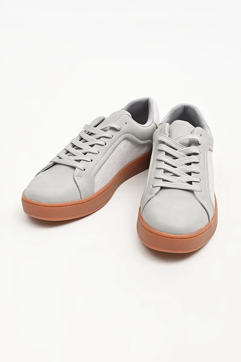 Grey Solid Sneakers