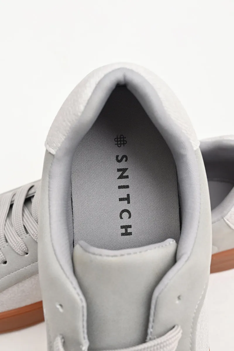 Grey Solid Sneakers