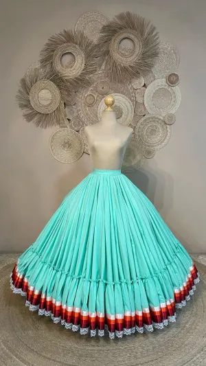 Hoja de Maiz Doble Vuelo Folklórico Practice Skirt – Menta