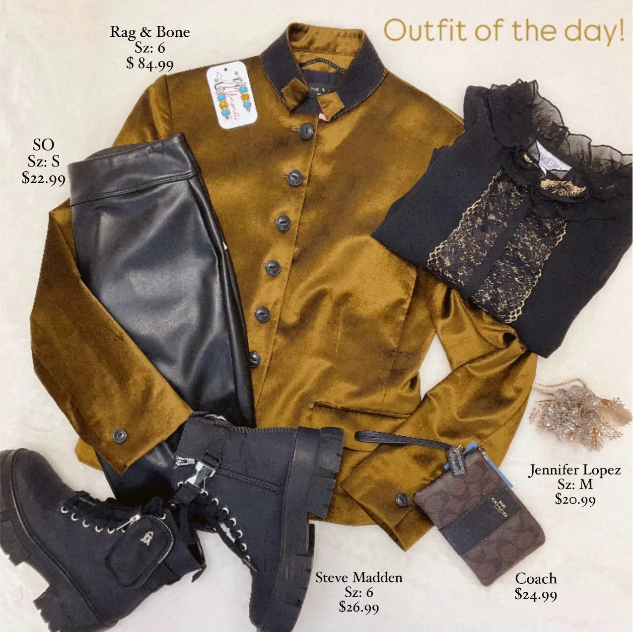 Jennifer Lopez Size Medium Black/Gold Lace Consignment Ladies Evening Wear