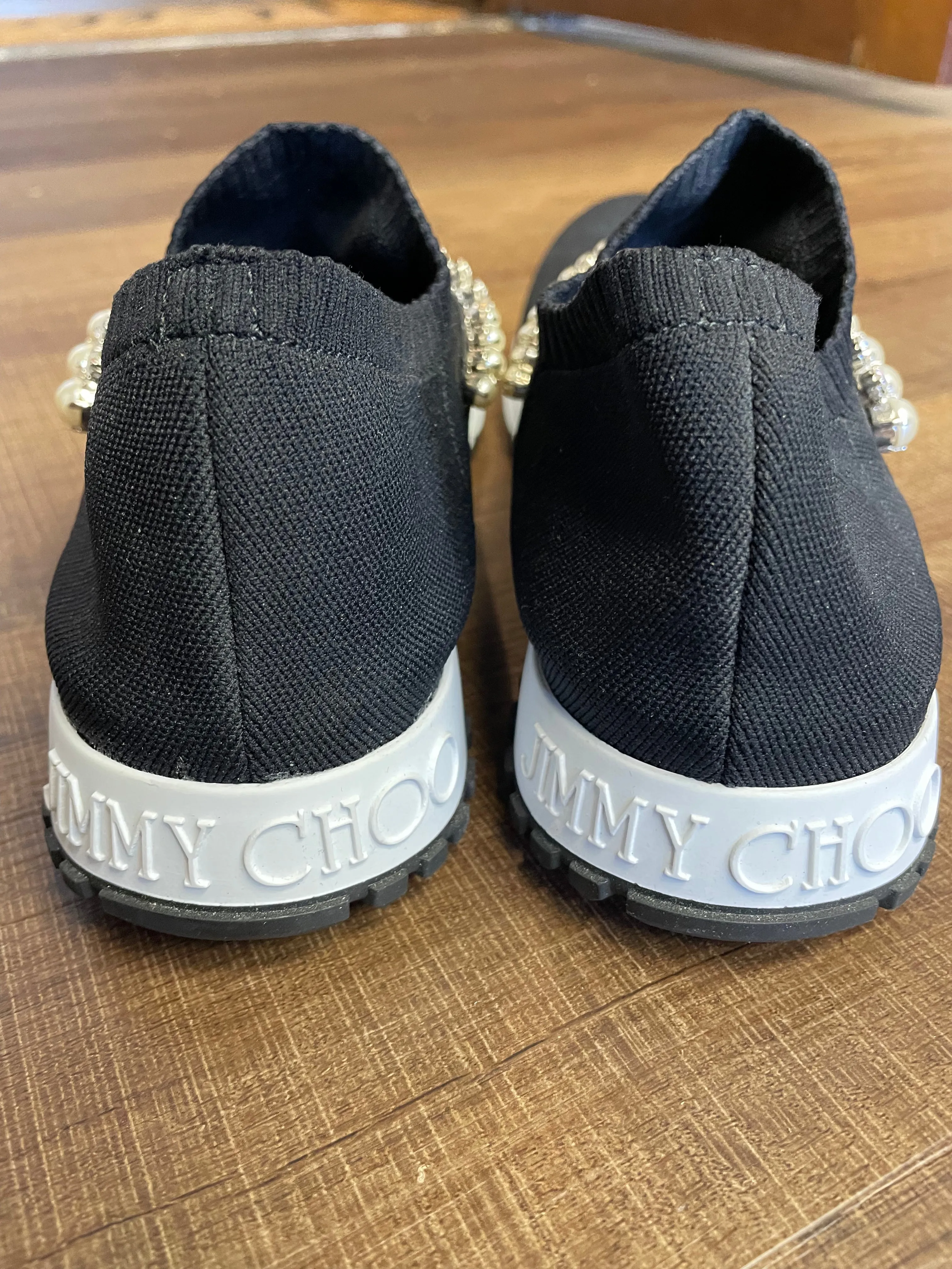 Jimmy Choo Black Knit Crystal Verona Sneaker (10.5)