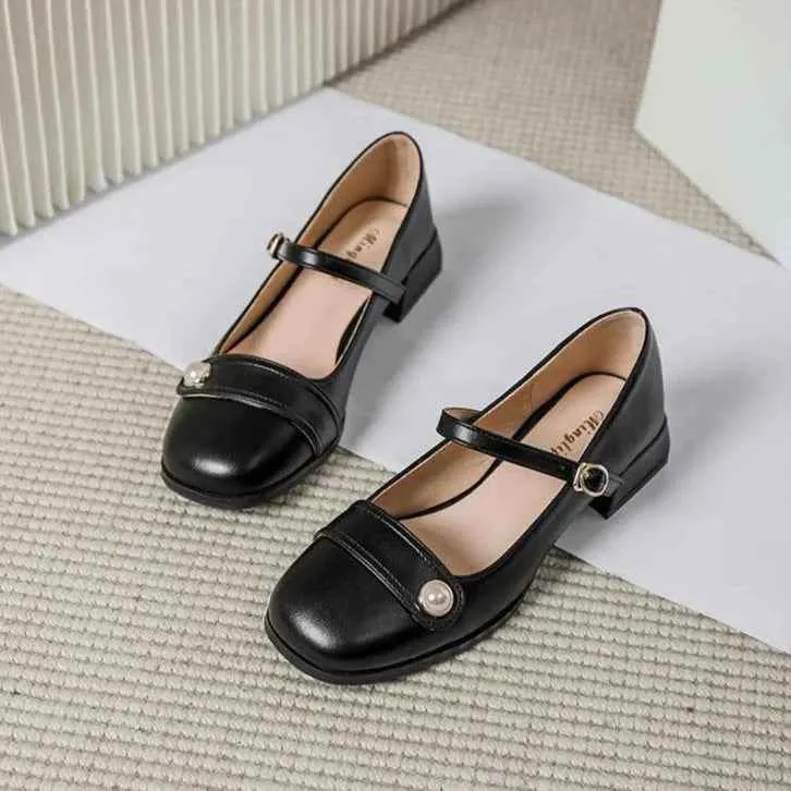 Korean Style Women's Leather Low Heels Casual Shoes - X256-9