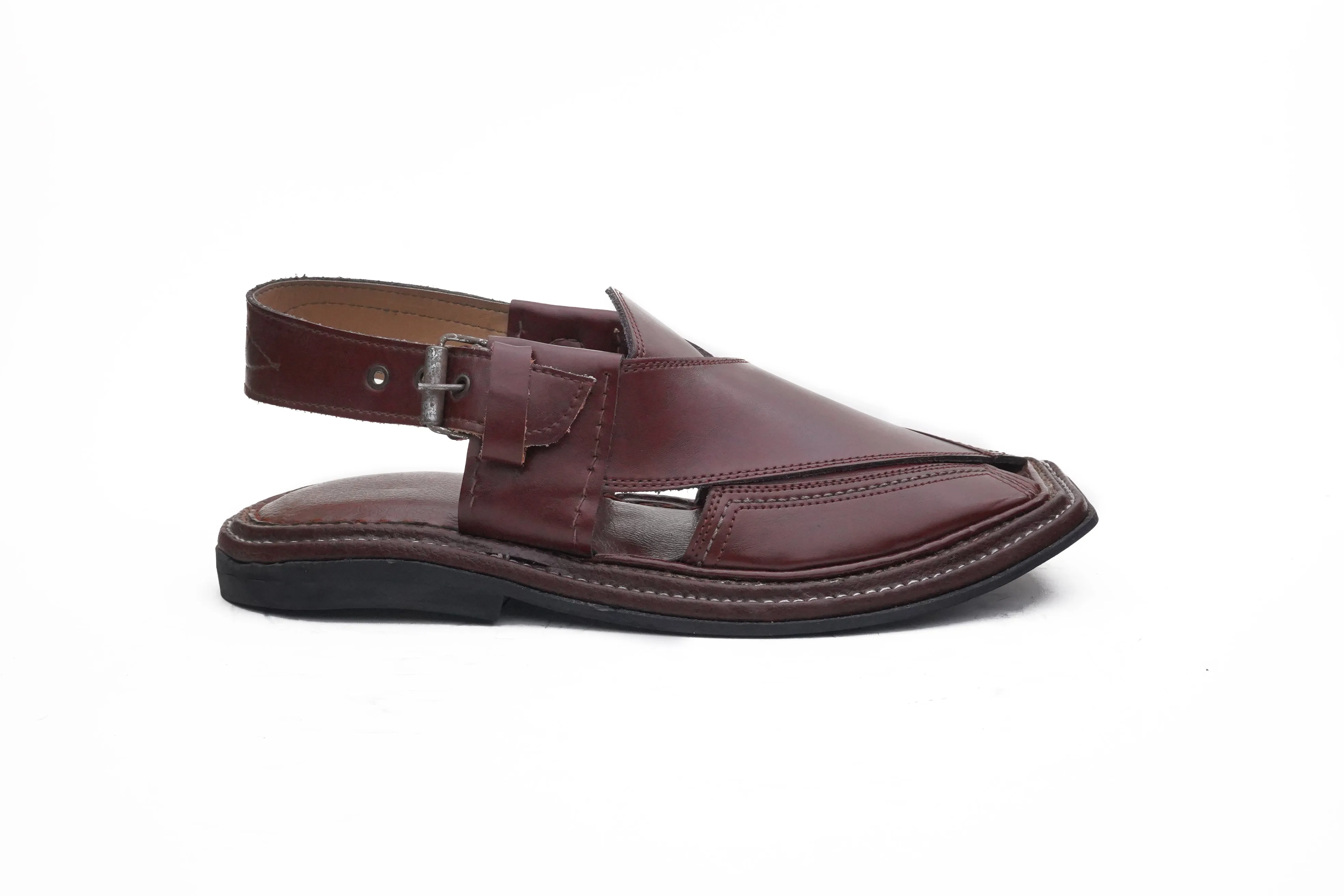 Leather Peshawari Tripple Sole Maroon