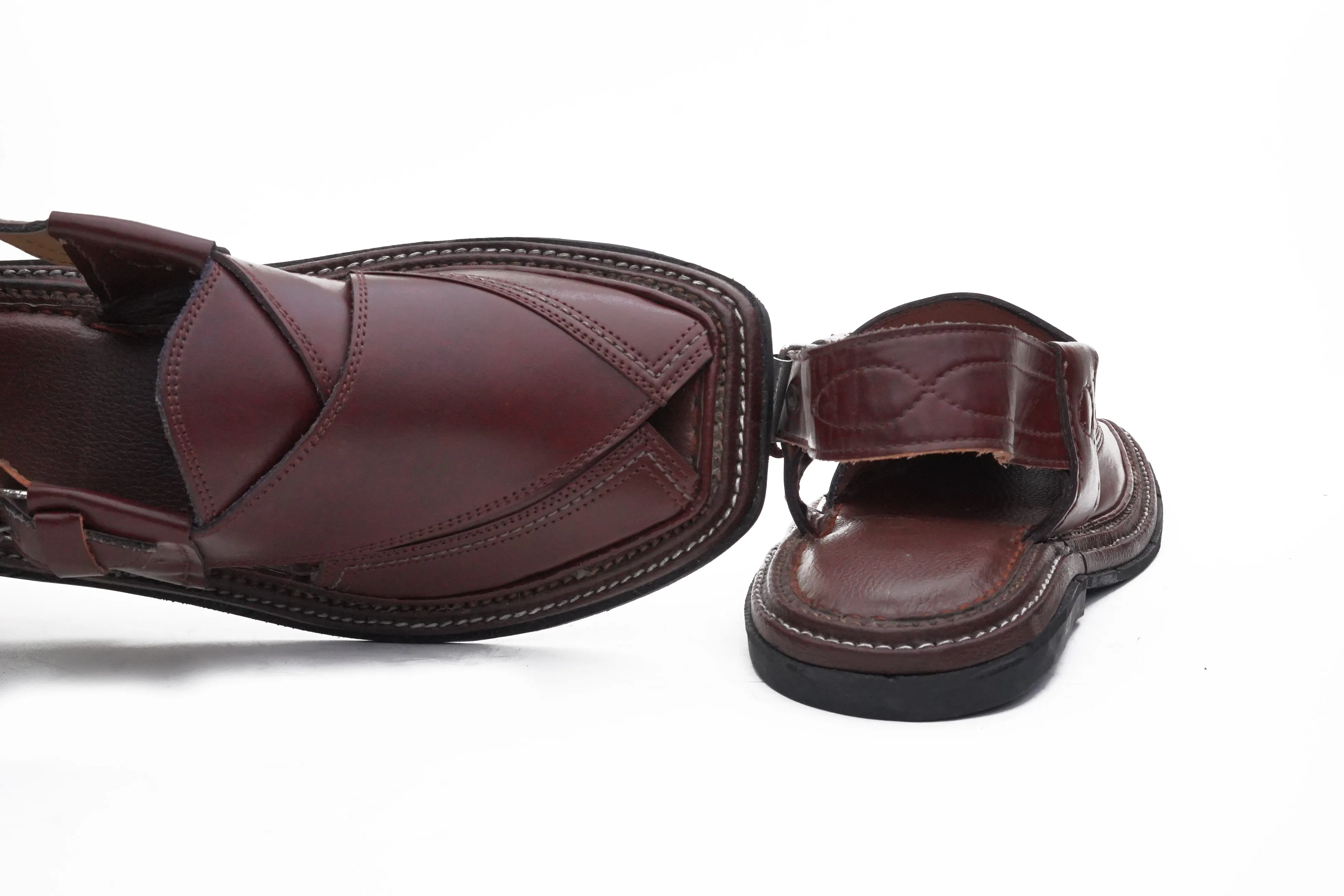 Leather Peshawari Tripple Sole Maroon