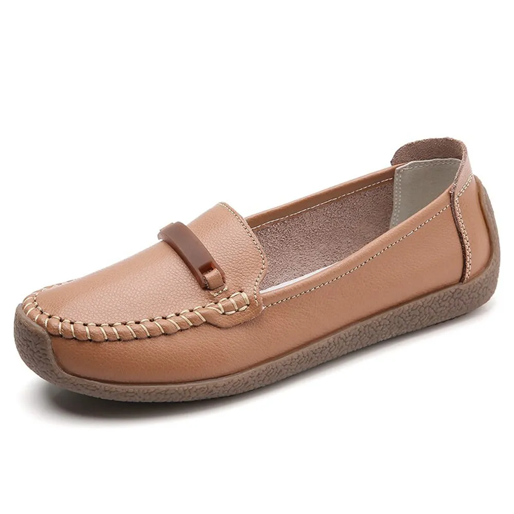 Leather Shoes Woman Slip On